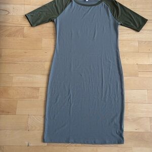 LuLaRoe Gray and Green Midi Dress